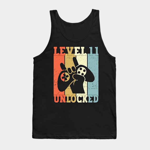 Level 11 Unlocked Video Gamer 11 Years Old 11th Birthday Level Unlocked Tank Top by Charaf Eddine